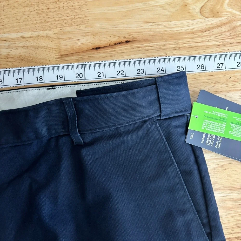 NEW Dickes Khaki Pants Chino Relaxed Fit‎ Tapered Leg Mens 50 Unhemmed Navy Blue